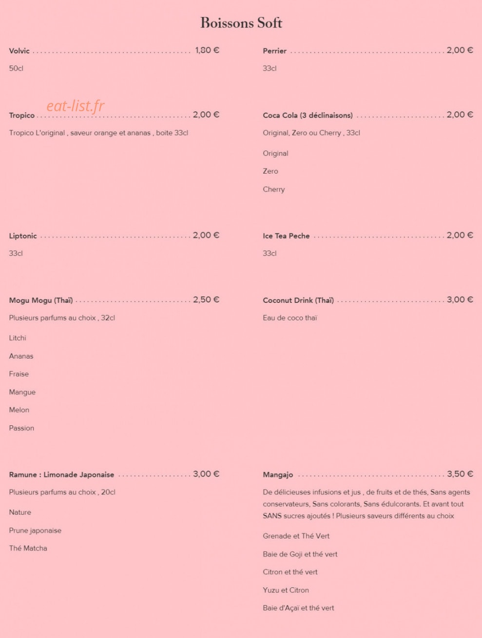 Fairy Sushi & Thai — carte page 19