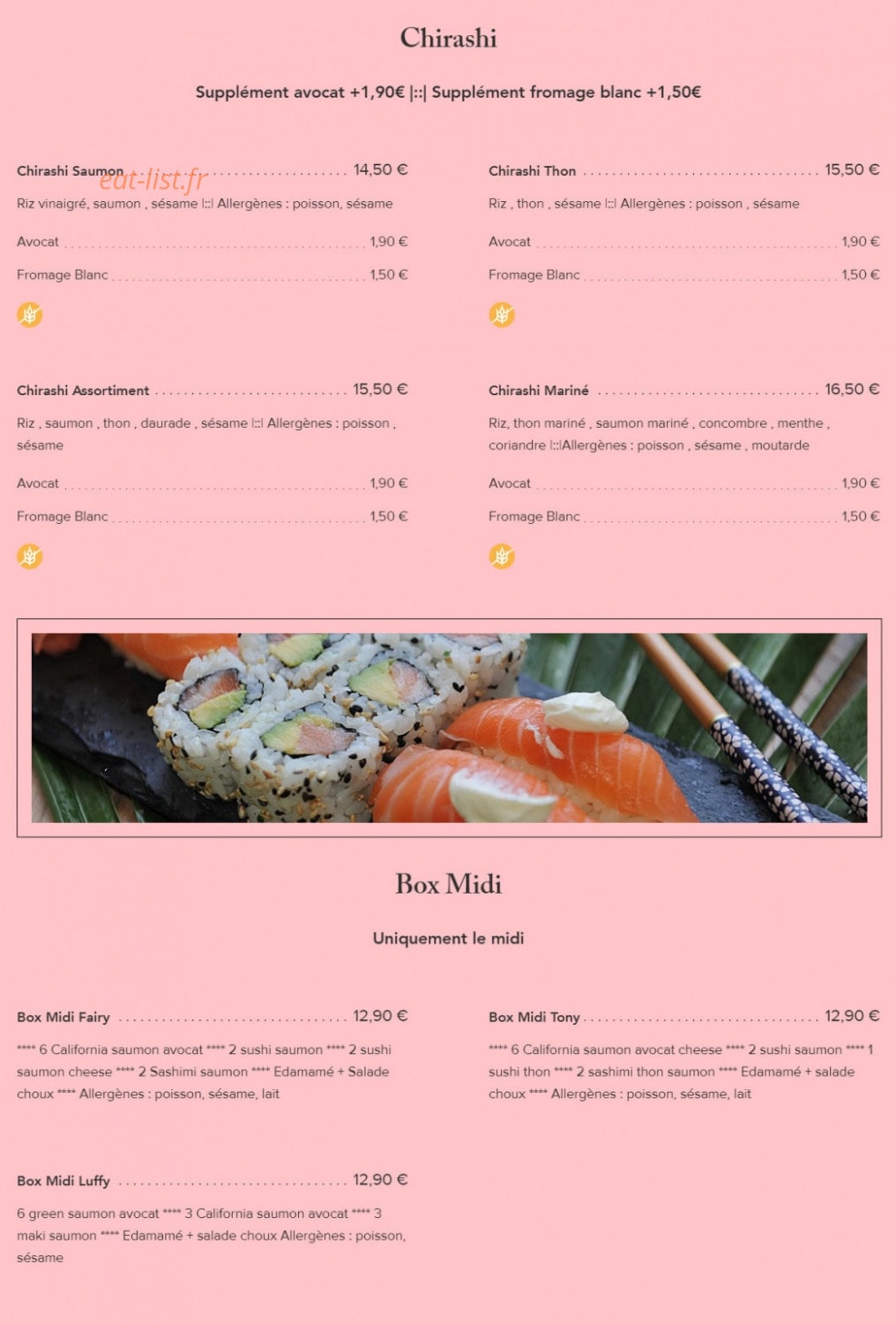 Fairy Sushi & Thai — carte page 8