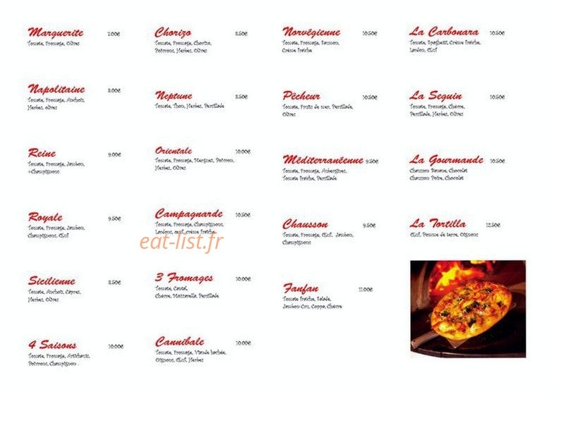 Fanfan pizza — carte page 1
