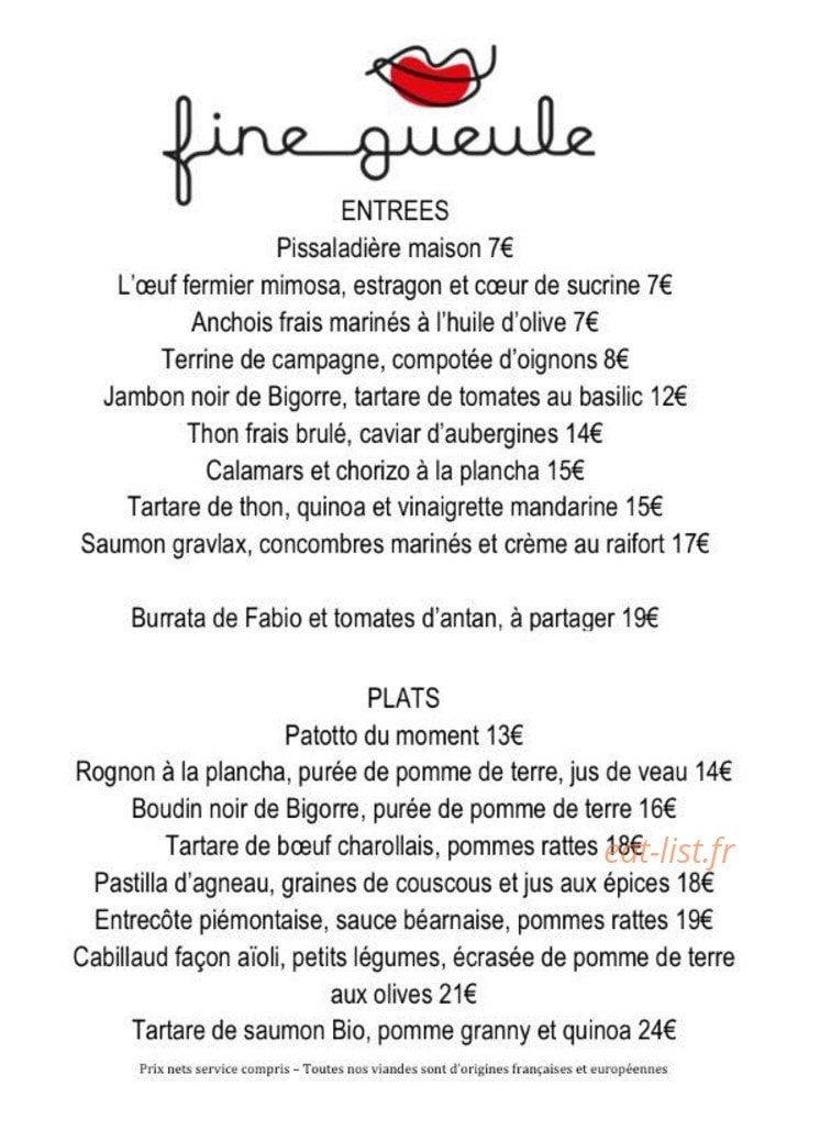 Fine Gueule — carte page 1