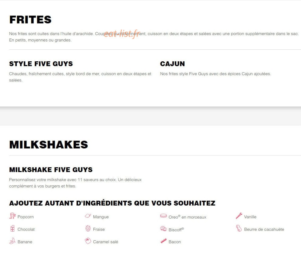 Five Guys — carte page 2