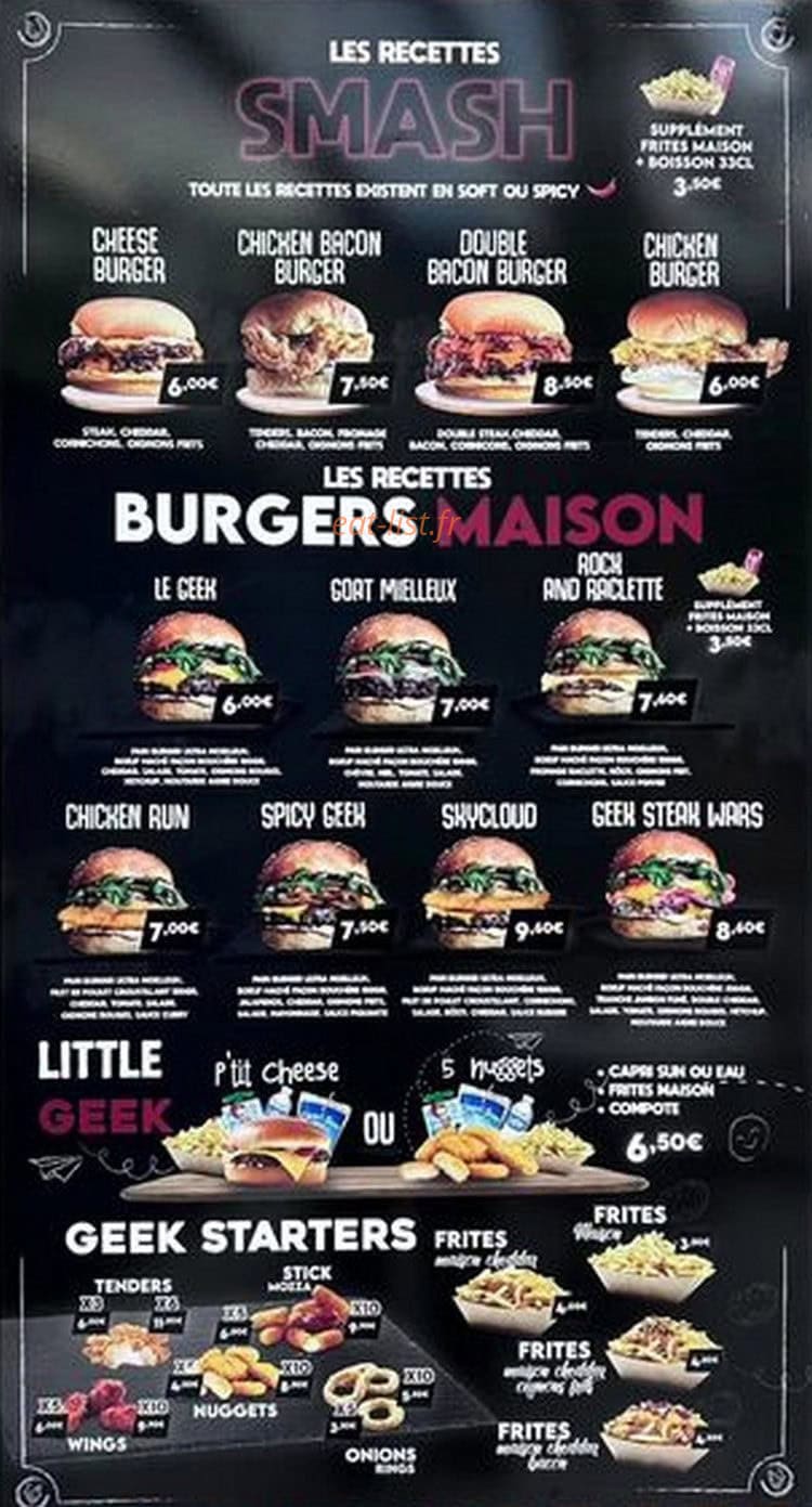 Geek Burger — carte page 1