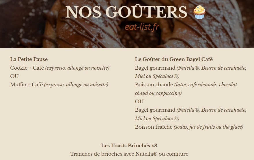 Green Bagel Café — carte page 5