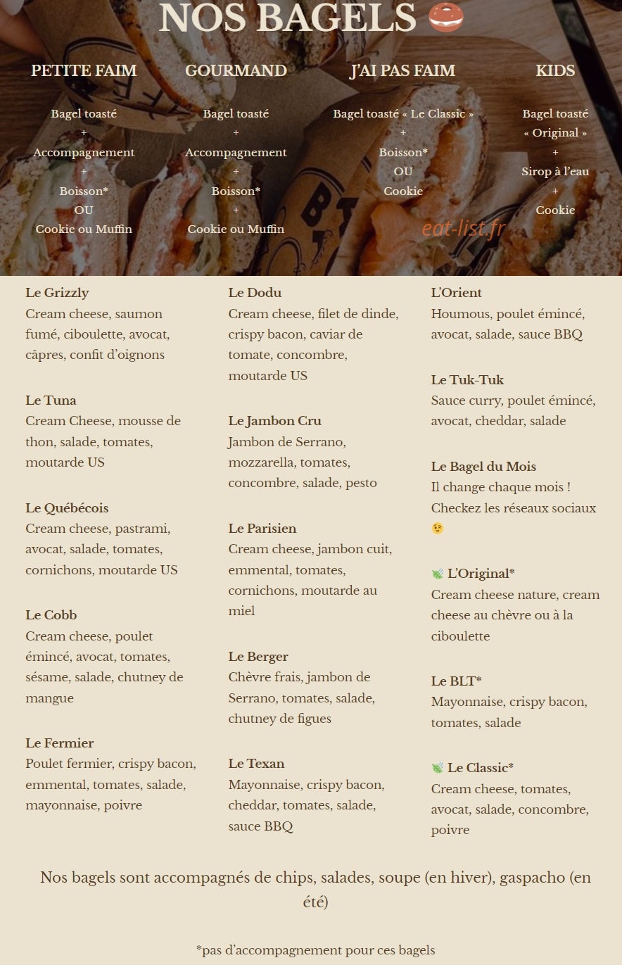 Green Bagel Café — carte page 1