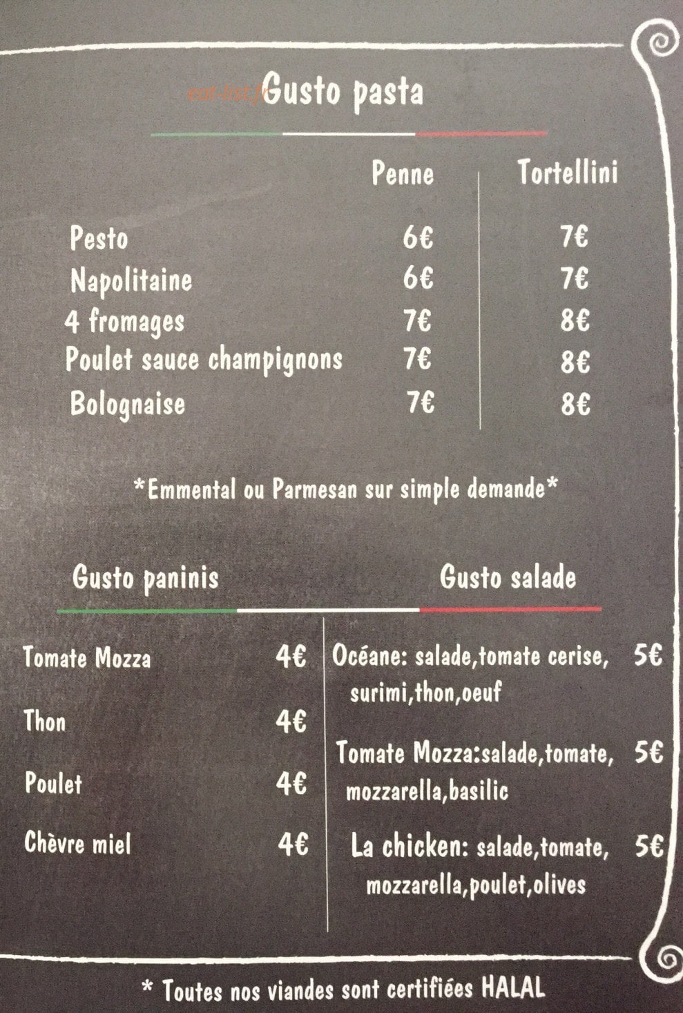 Gusto Pizza — carte page 3