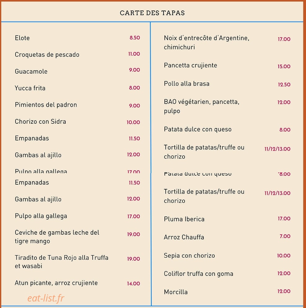 Hacienda - Bar y Cocina — carte page 1