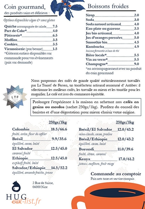 Hug Café — carte page 2