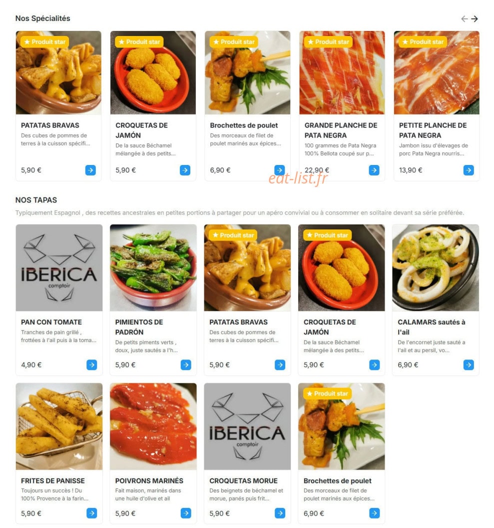 Iberica Comptoir — carte page 1