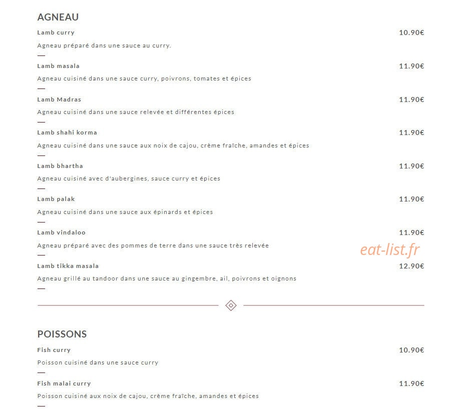 Indian Food Corner — carte page 3