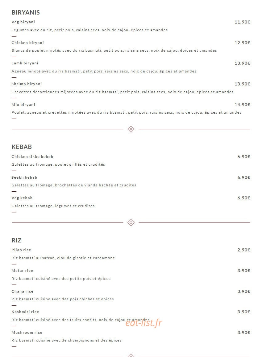 Indian Food Corner — carte page 5