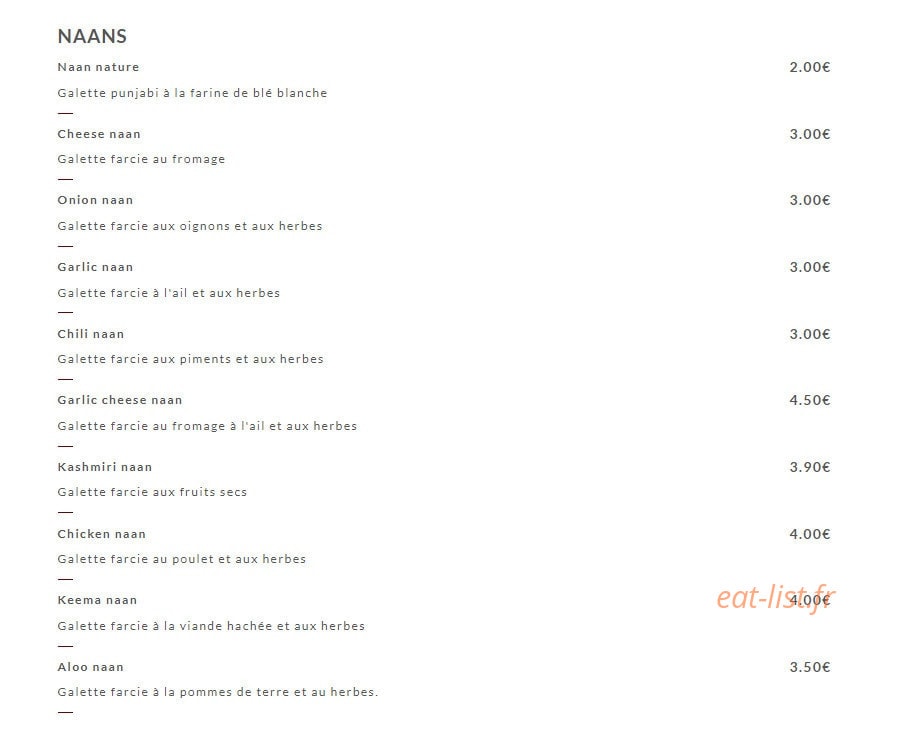Indian Food Corner — carte page 6