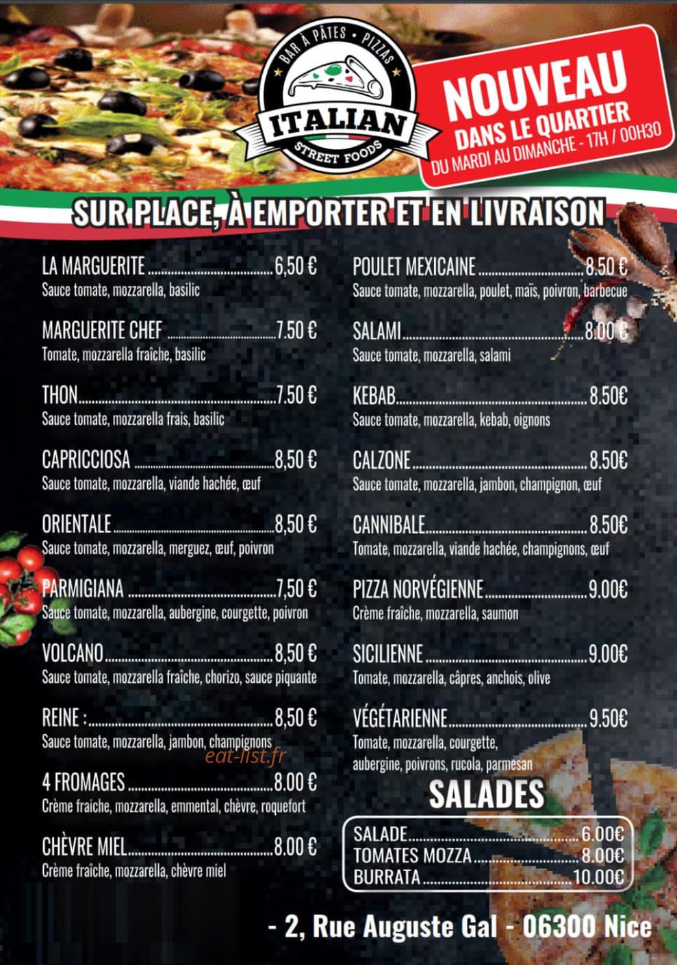 Italian street food — carte page 1