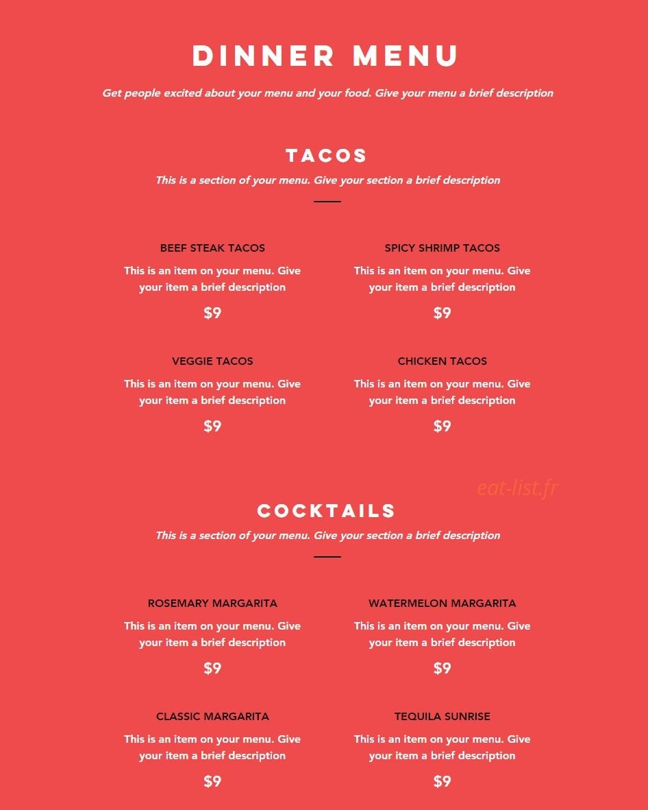 Kennedy's Cereal Bar — carte page 1