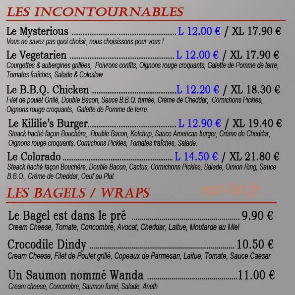 Kililie's cafe — carte page 3