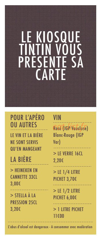 Kiosque Tintin — carte page 1
