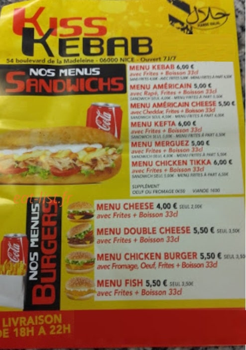 Kiss Kebab — carte page 1