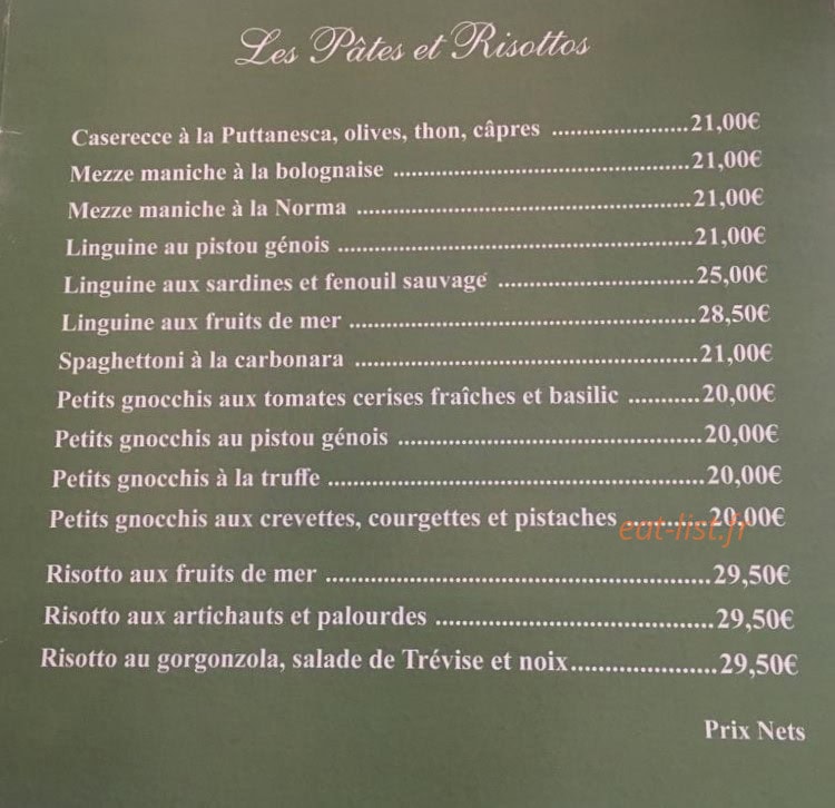 L'Antica Trattoria — carte page 3