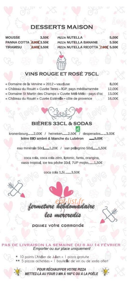 L'Atelier de Julien — carte page 3