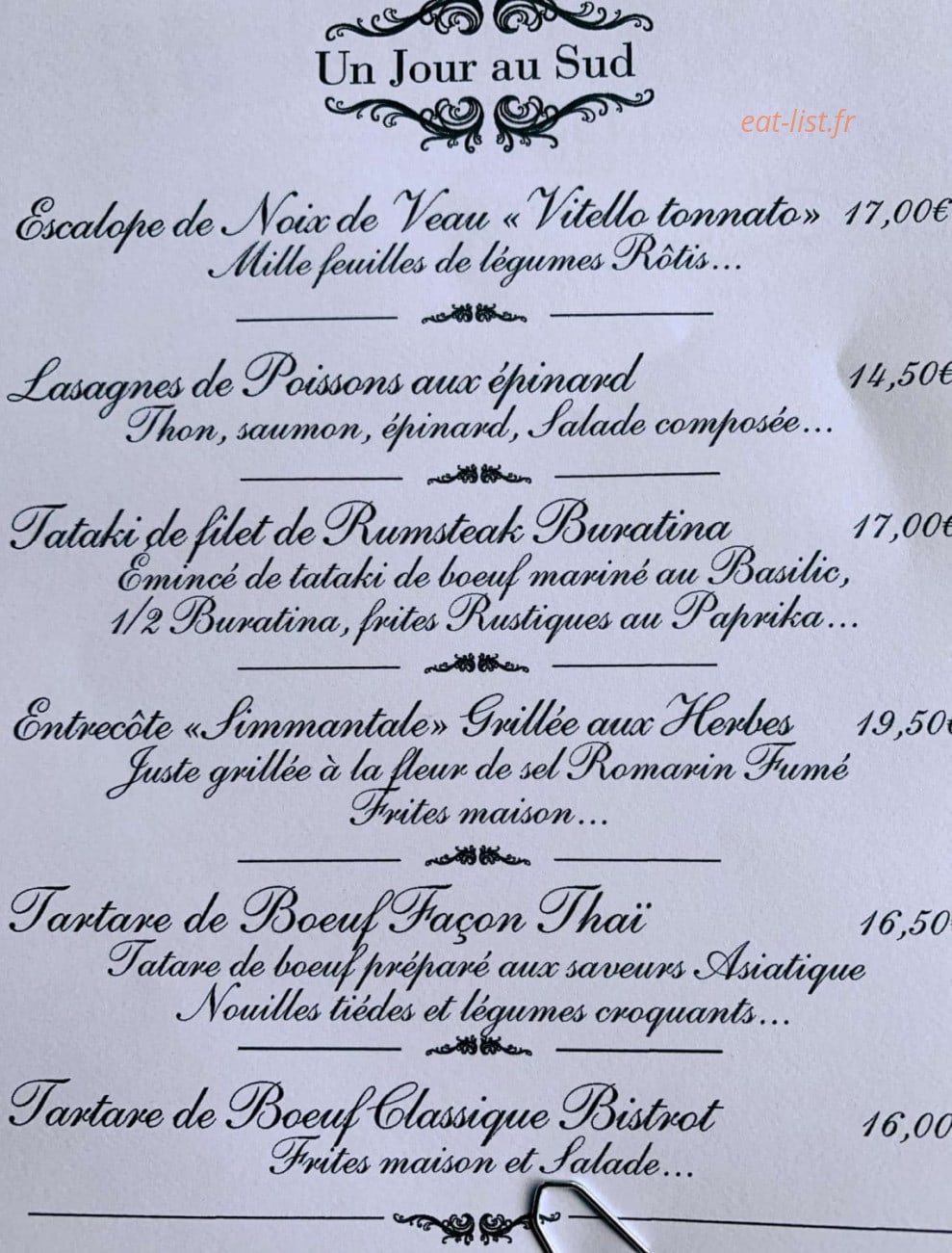 L’insolent café — carte page 1