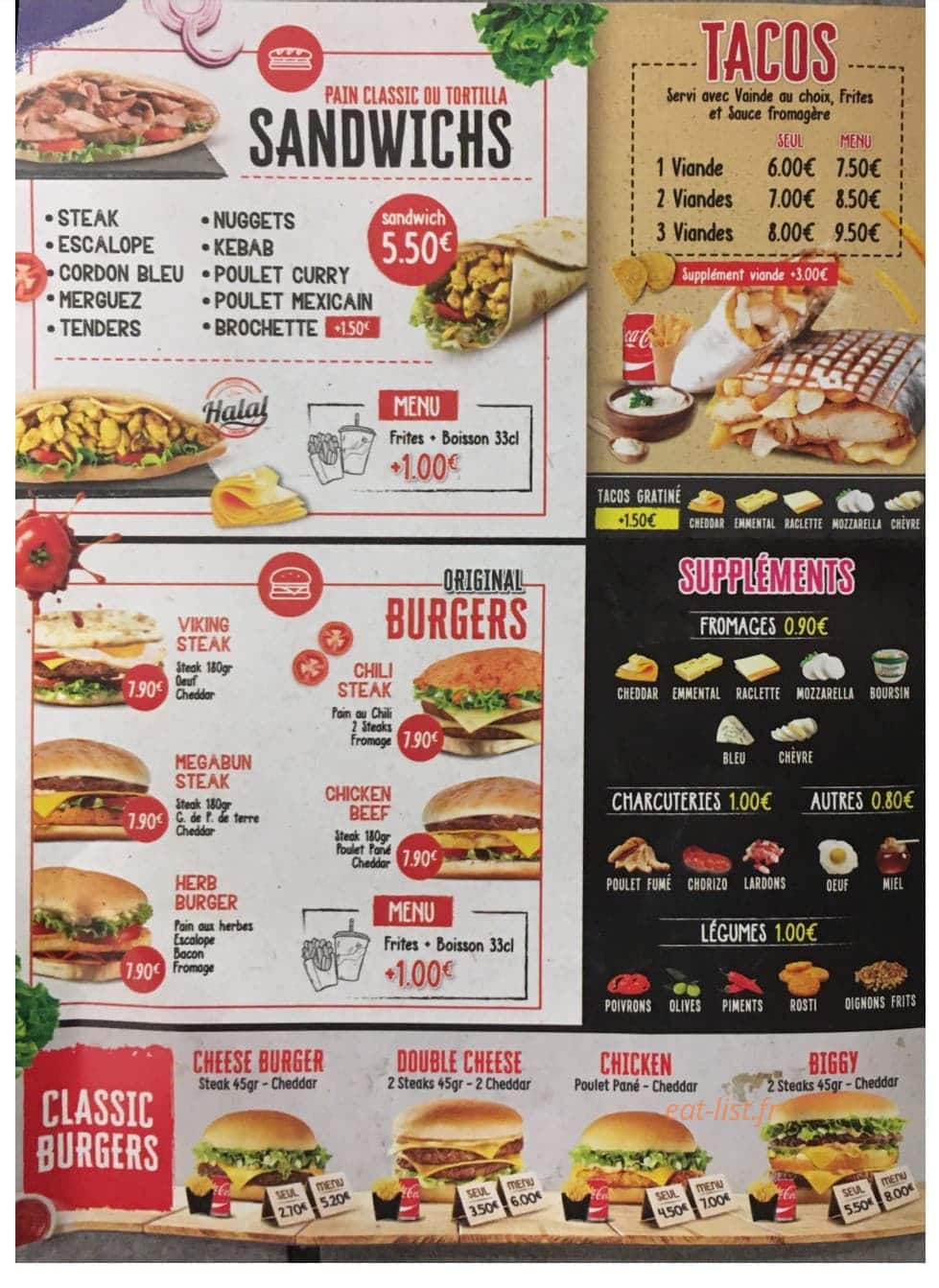 L'Original Food — carte page 1