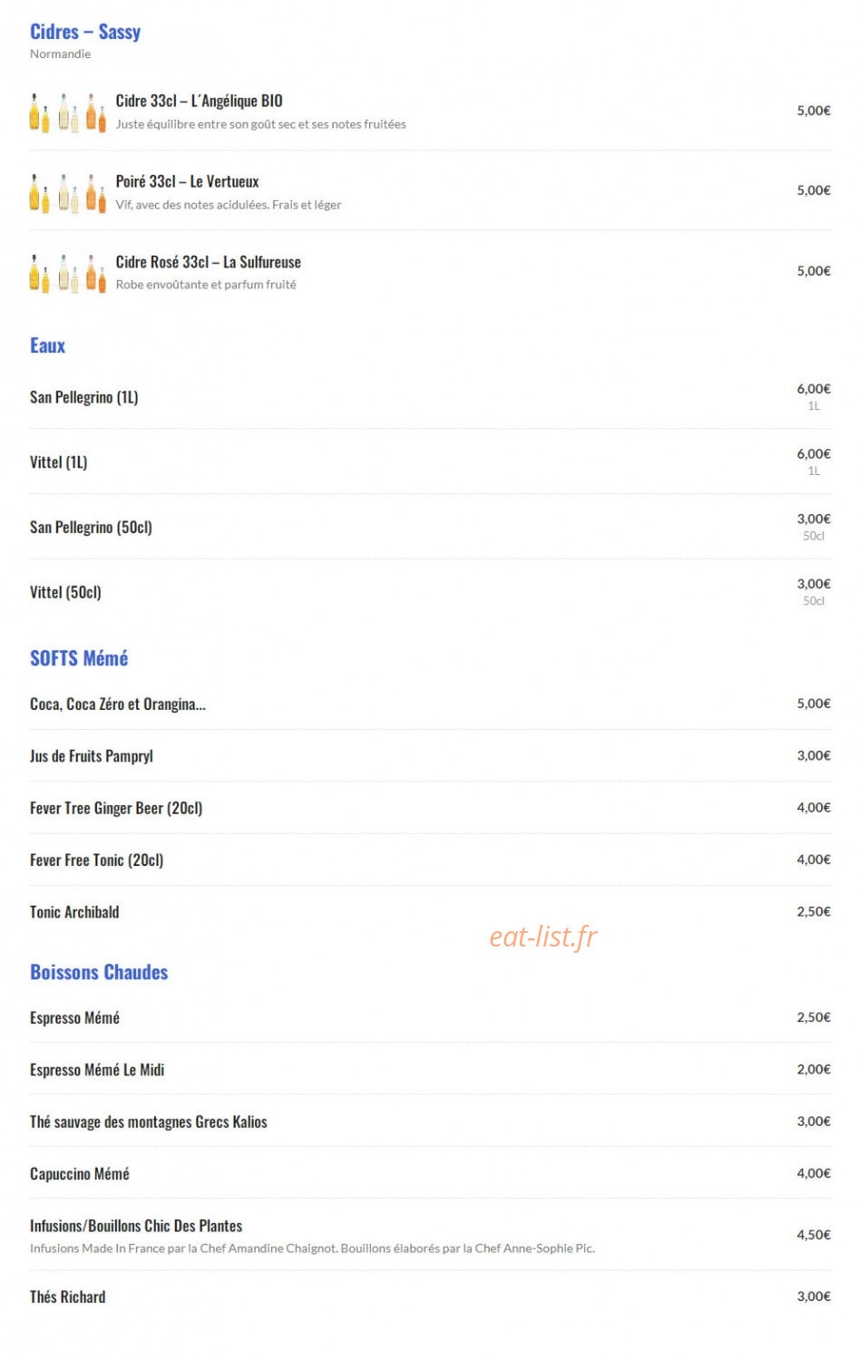 La Cantine de Mémé — carte page 6