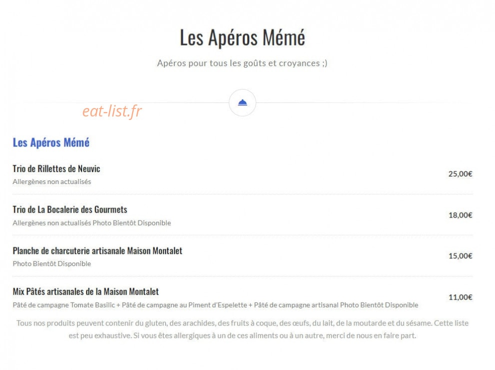 La Cantine de Mémé — carte page 13