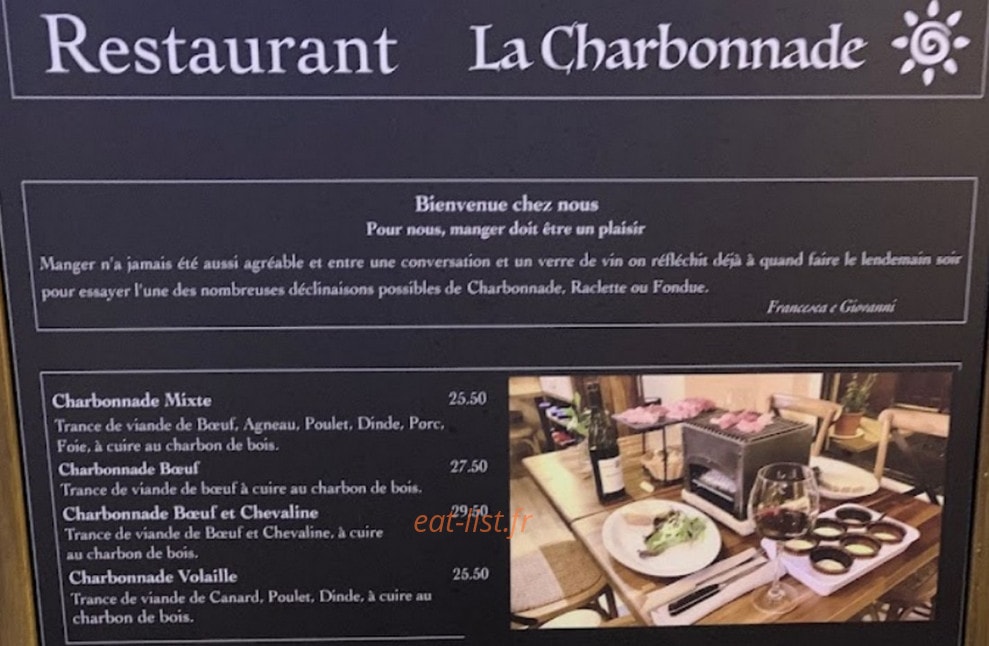 La Charbonnade — carte page 1