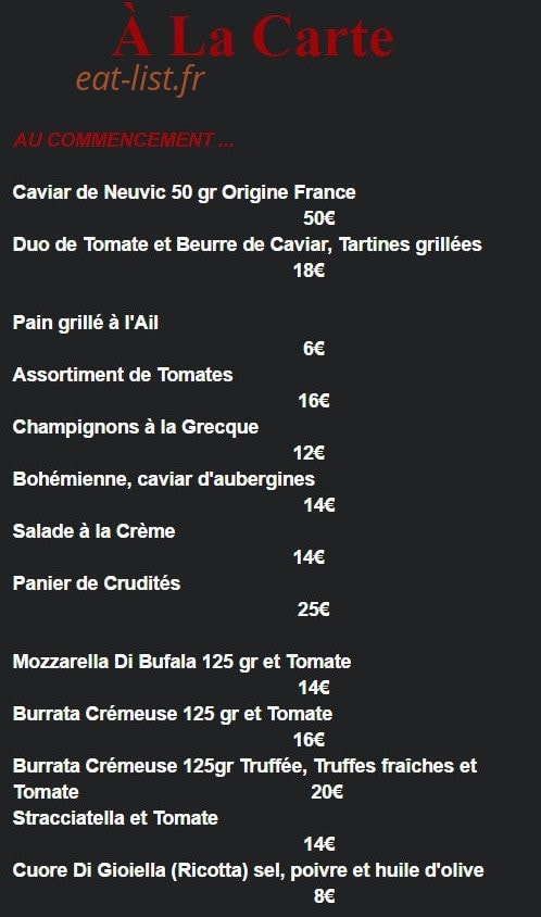 La Chaumière — carte page 7