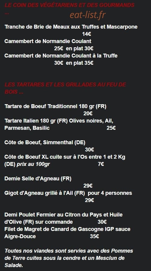 La Chaumière — carte page 9