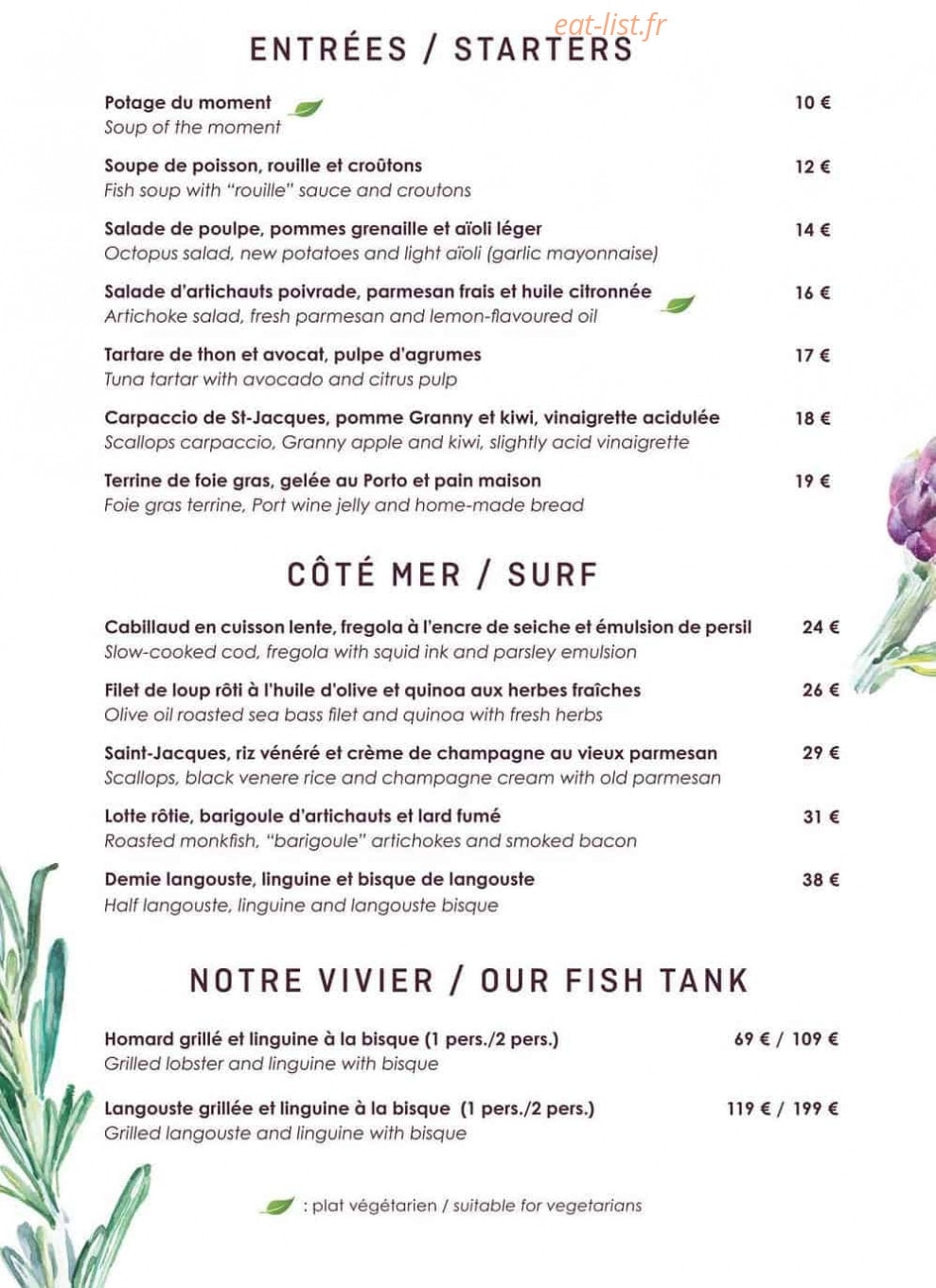 La Langouste — carte page 1