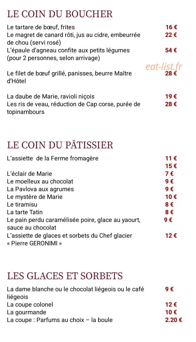 La Maison de Marie — carte page 3