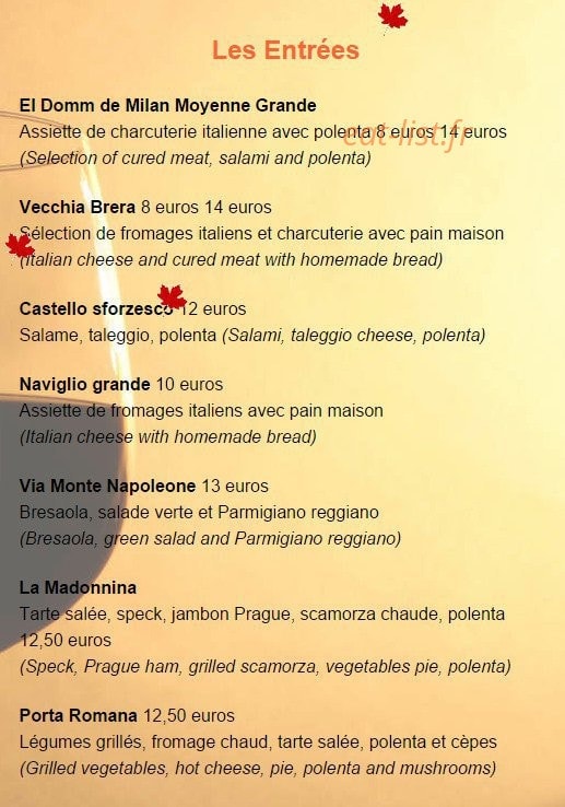 La milanesina — carte page 1