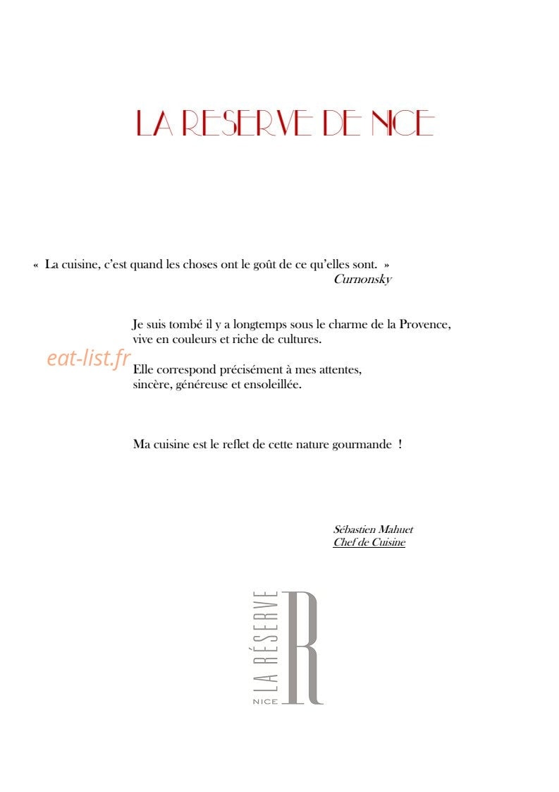 La Réserve — carte page 1