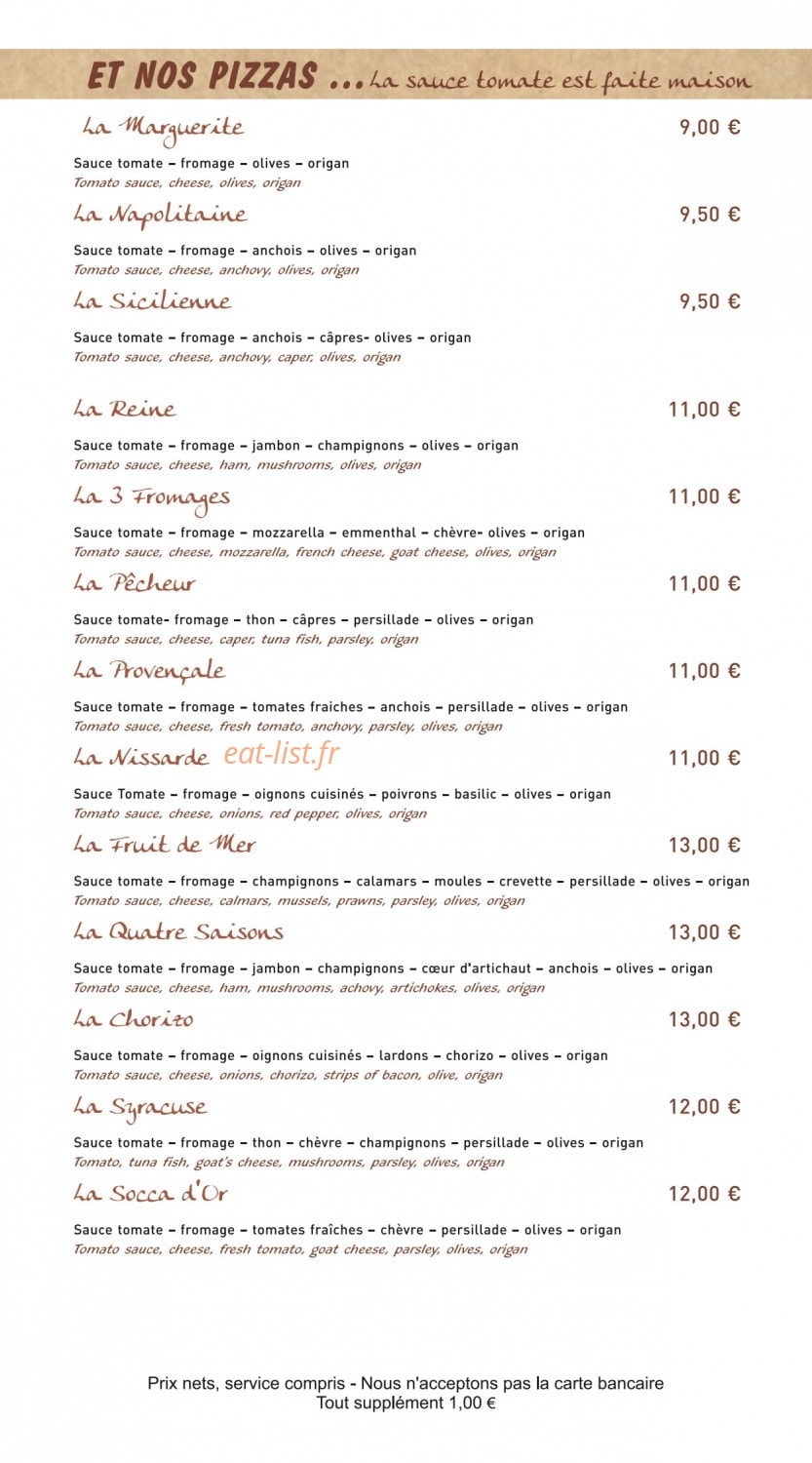 La Socca d'Or — carte page 8