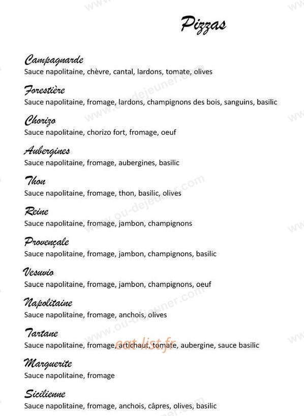 La Tartane — carte page 1