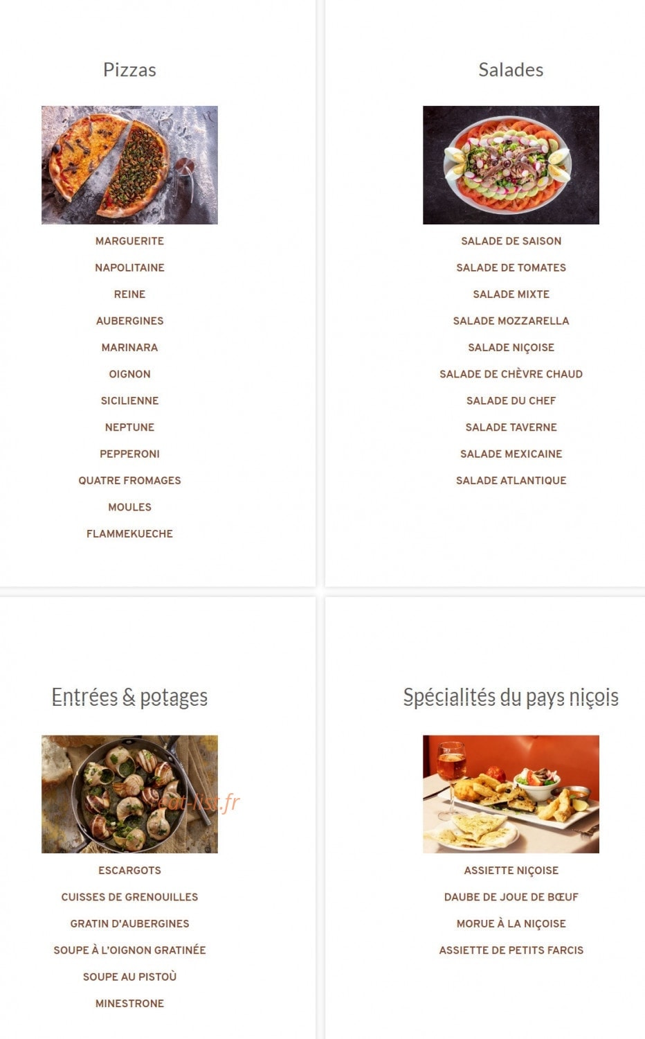 La Taverne Massena — carte page 1