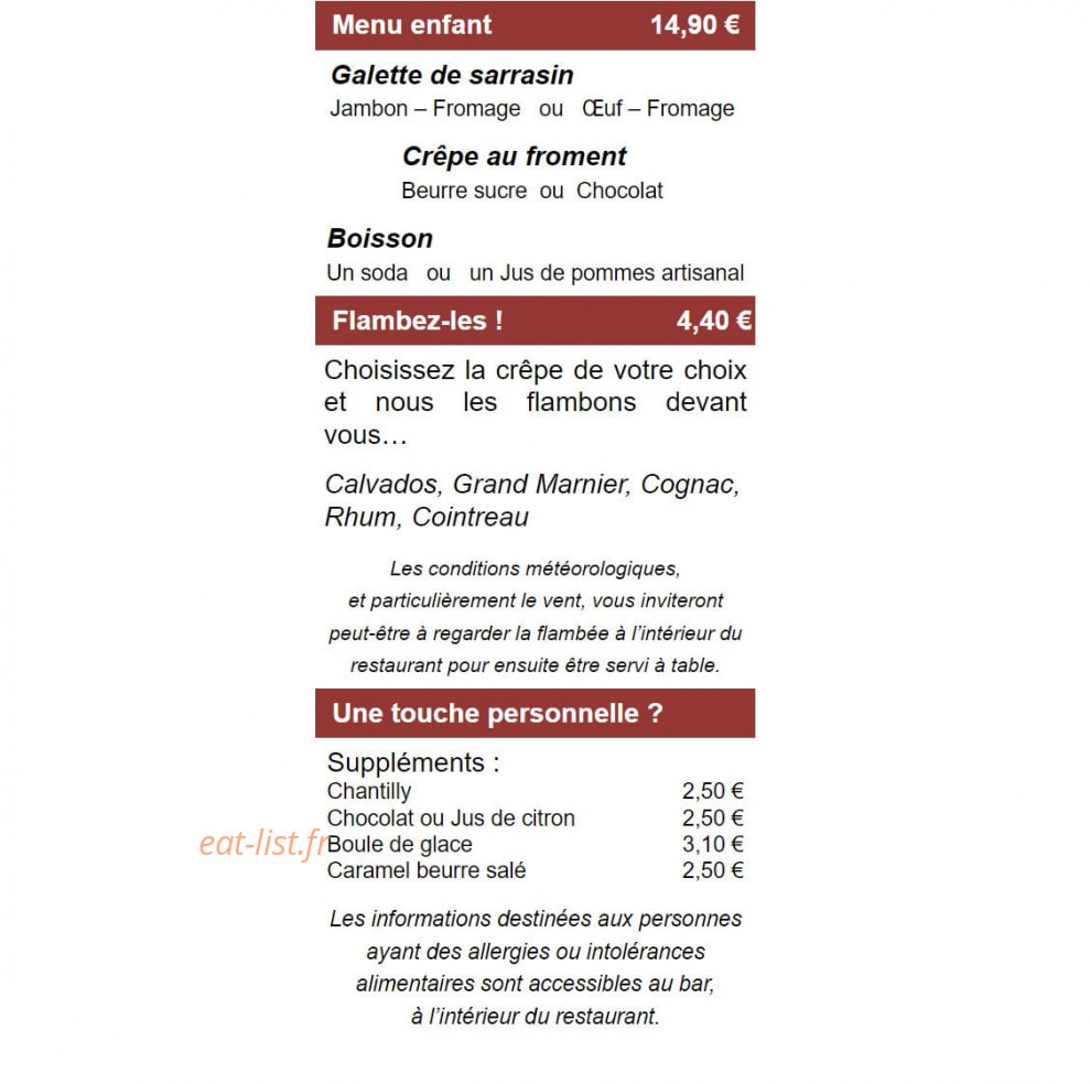 La Vieille Crepe — carte page 3