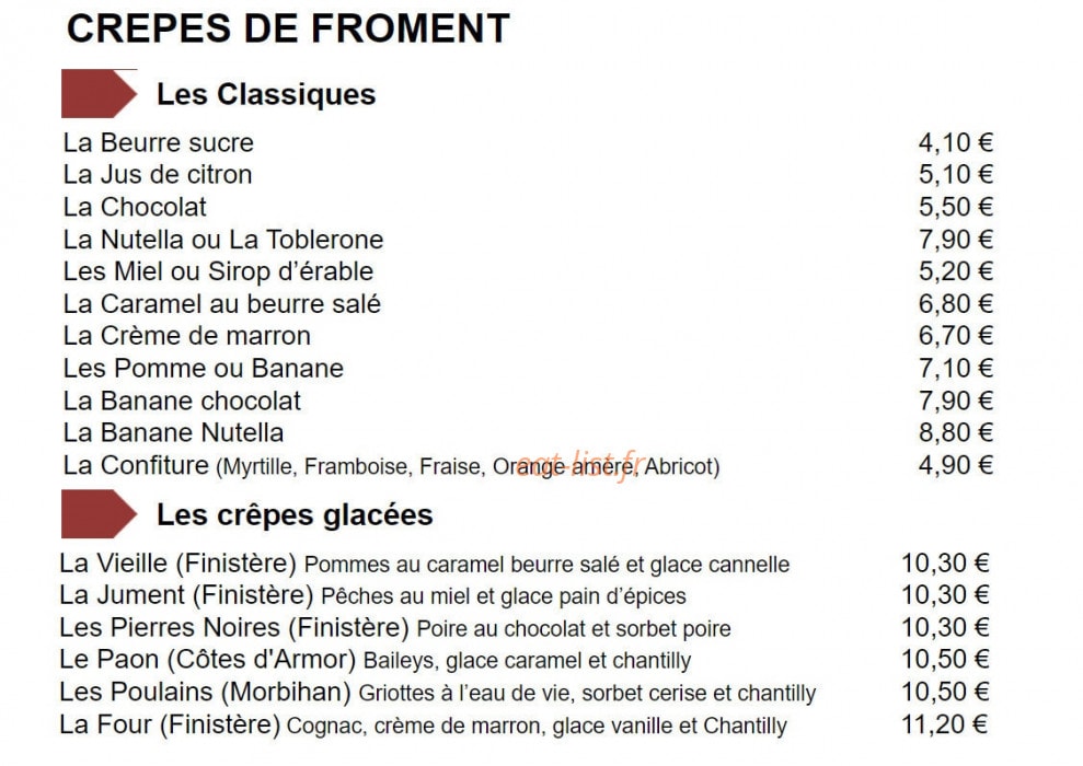 La Vieille Crepe — carte page 6