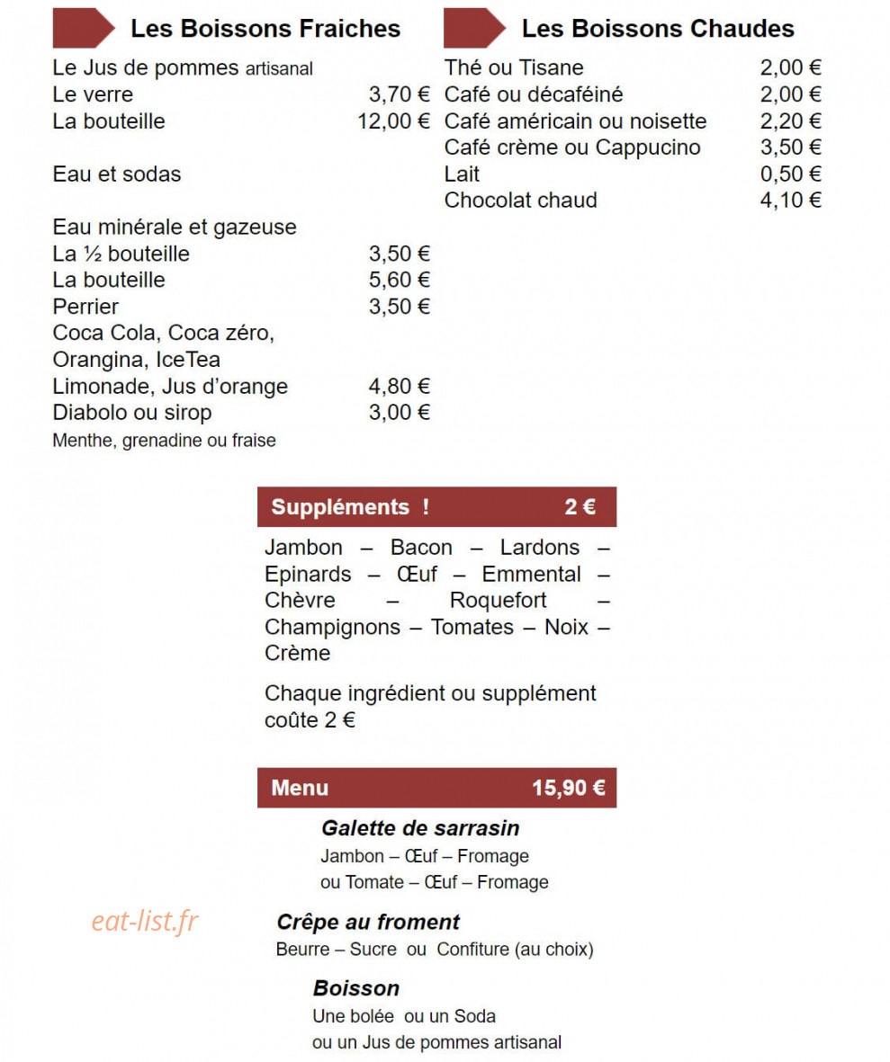 La Vieille Crepe — carte page 2