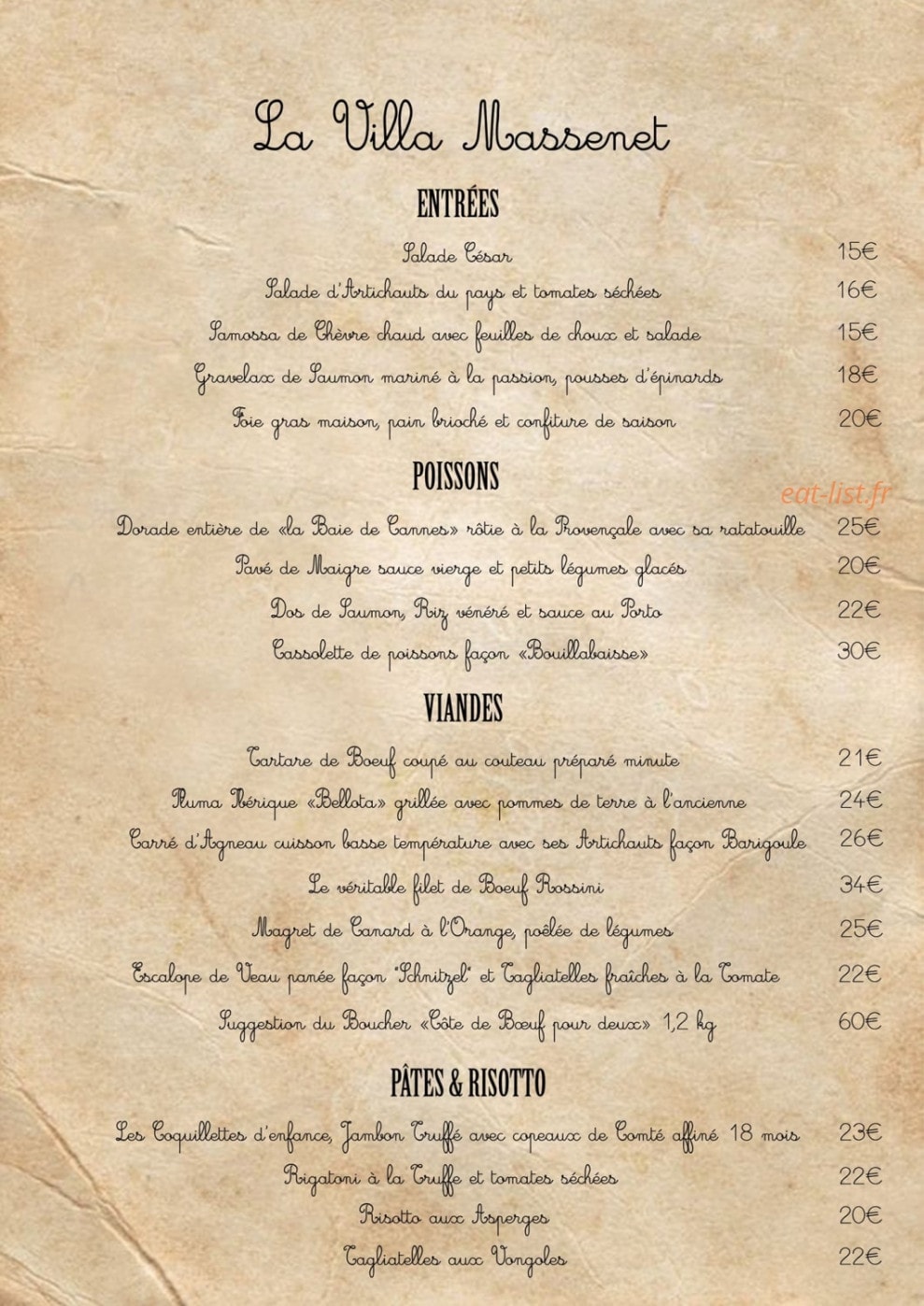 La Villa Massenet — carte page 1