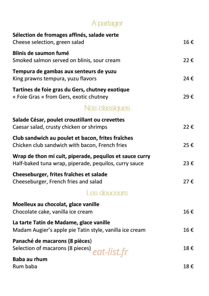 Le bar du Negresco — carte page 1