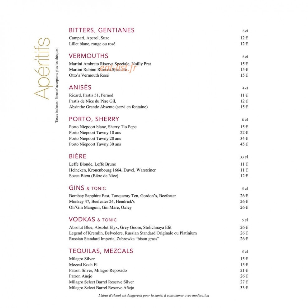 Le bar du Negresco — carte page 4