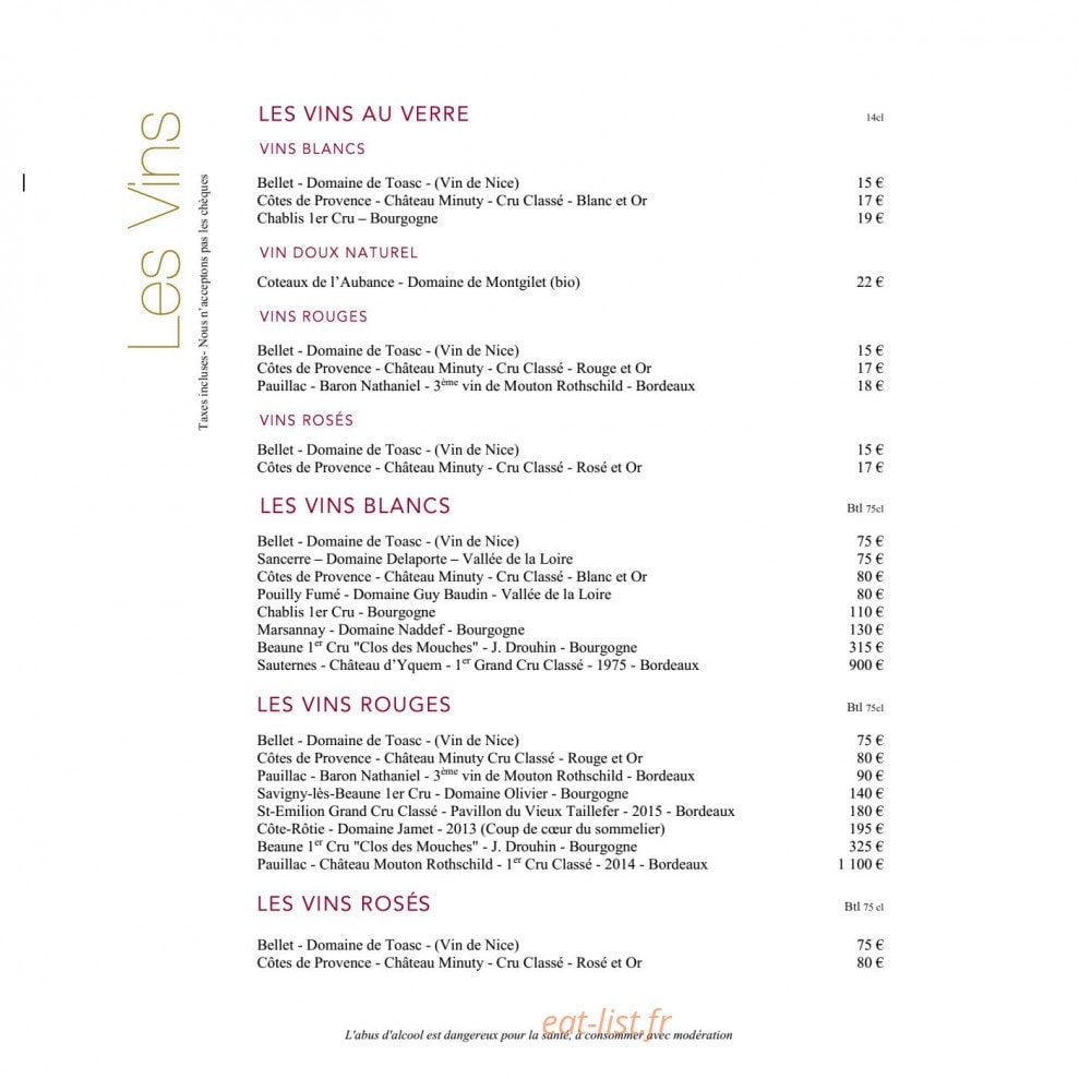 Le bar du Negresco — carte page 3
