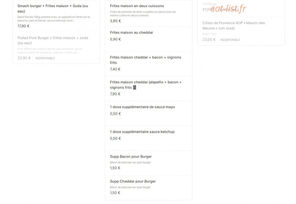 Le Bavastro Burger — carte page 3