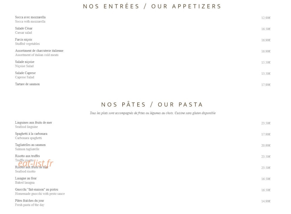 Le Bistro d'Aqui — carte page 1