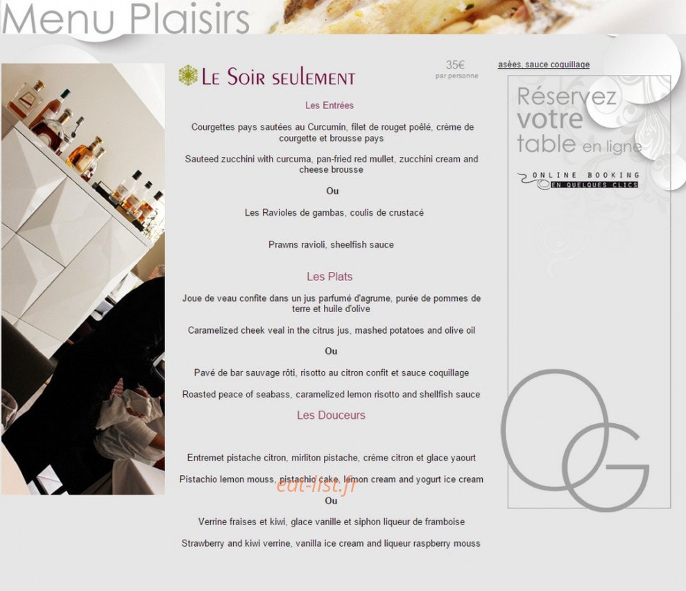Le Bistro gourmand — carte page 1