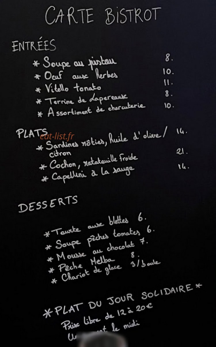 Le Bistrot des Serruriers — carte page 2