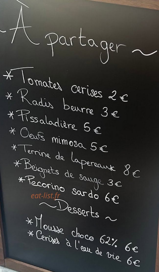 Le Bistrot des Serruriers — carte page 1