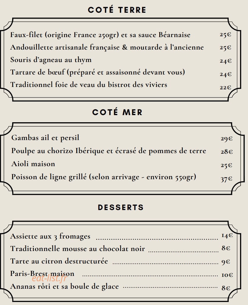 Le Bistrot des Viviers — carte page 2