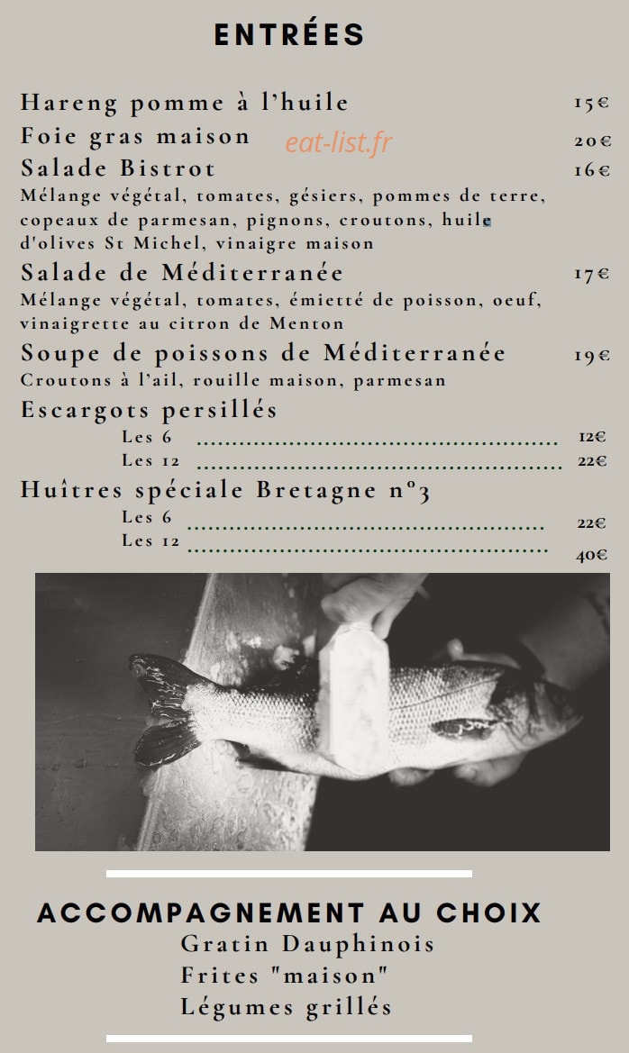 Le Bistrot des Viviers — carte page 1